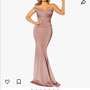 One Shoulder Mermaid Dress Satin Formal